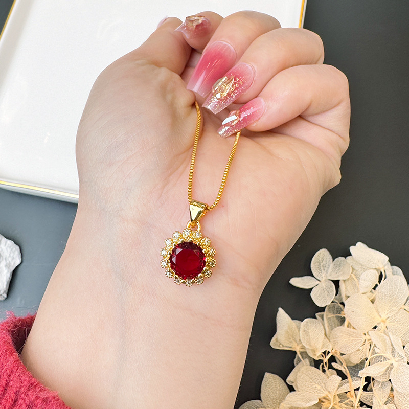 Collar de rubi de oro de arena de Vietnam, anillo de orejas, joyas recubiertas de oro antiguas, fábrica directa al por mayor