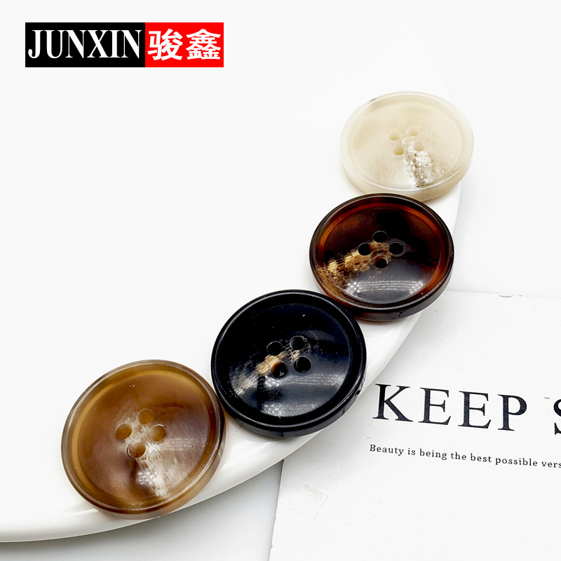 圆形树脂哑风衣纽扣光毛呢大衣扣子女黑色男士西服西装裤子扣大全