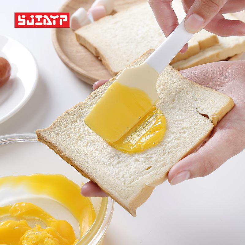 Japan Silicone Scraper Integrated Spatula Kitchen Cake Cream Stirring Scraper High Temperature Resistant Baking Shovel Tool