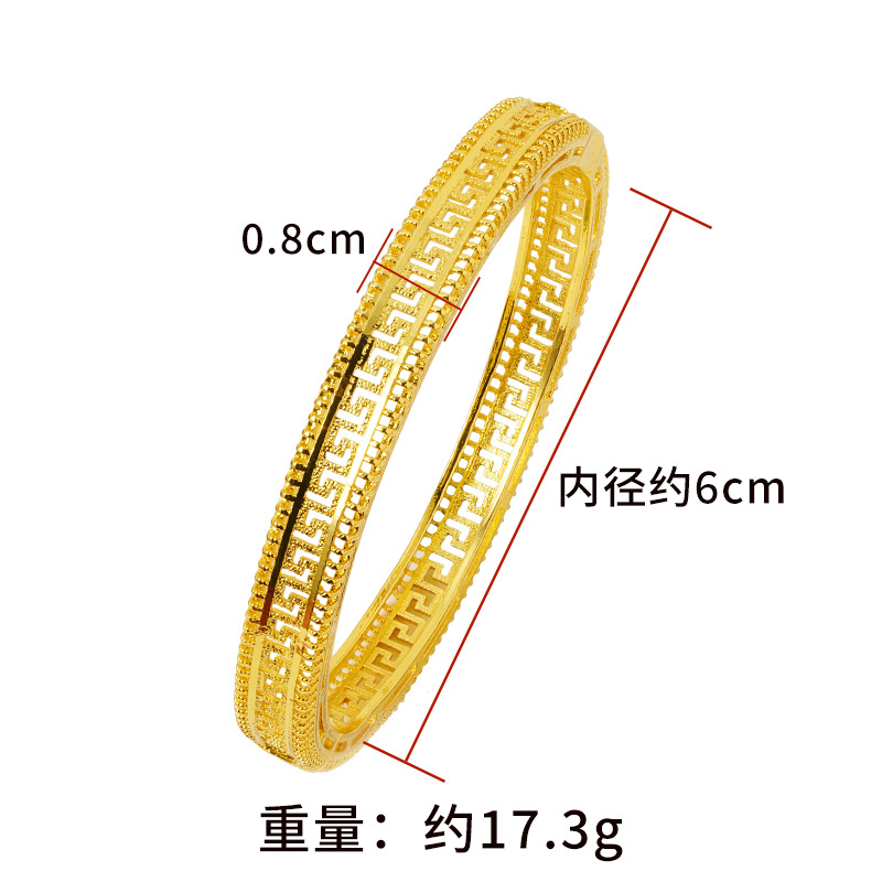 Arena antigua oro hueco nuevo patrón hebilla pulsera hombres y mujeres alta retención de color Vietnam chapado en oro de aleación de cobre Yiwu joyería al por mayor