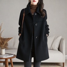 毛呢外套女中长款2025秋冬大码加肥加大胖MM气质羊毛呢外套大衣女