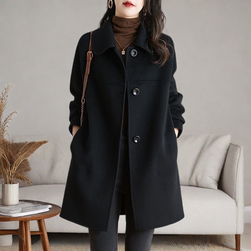 毛呢外套女中长款2025秋冬大码加肥加大胖MM气质羊毛呢外套大衣女