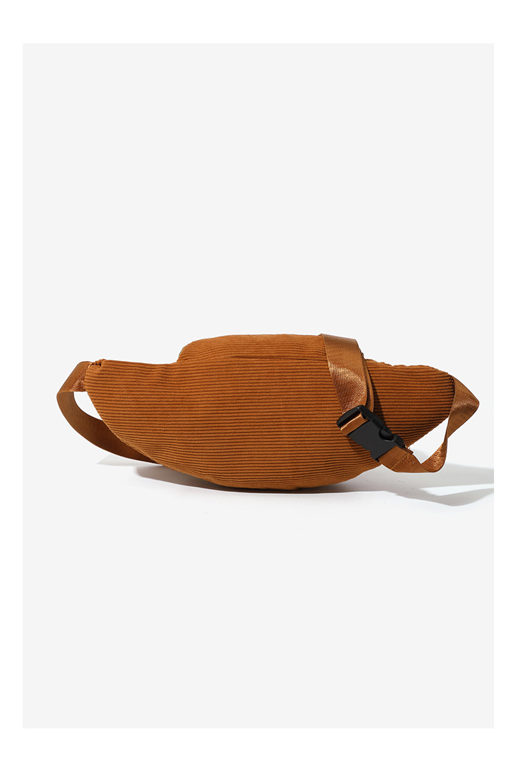 101g Weight Polyester Lining Material Zipper Closure Type Single Shoulder Strap Strap Type Fanny Pack Bags Type Casual, Street Occasion Corduroy Material Solid Color Pattern Spring Season Women's Gender Streetwear Style Dumpling Shape Shape Medium Size Women's Streetwear Solid Color Corduroy Waist Bags 11