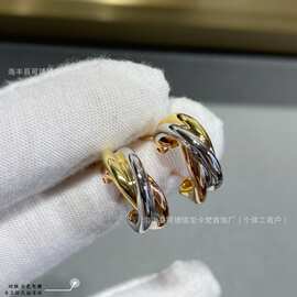 CNC高版本同款三环耳环女高级感百搭气质圆圈流苏型耳钉轻奢