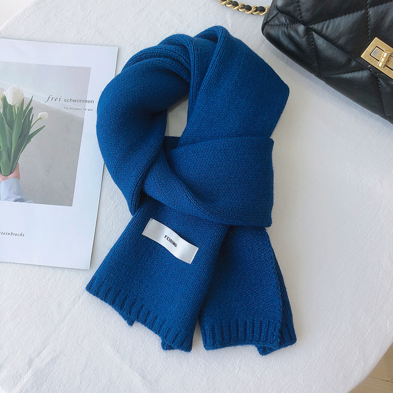 Feiding no mirando Corea del Sur Dongdaemun nuevo color puro de punto cálido cuello engrosado bufanda estudiante pequeña bufanda