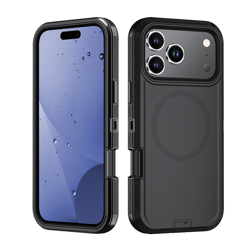 Apple 携帯電話ケース iphone17 Pro スリーインワン磁気携帯電話ケース、バッククリップホルダー付き、クロスボーダーモデルに適しています。|undefined
