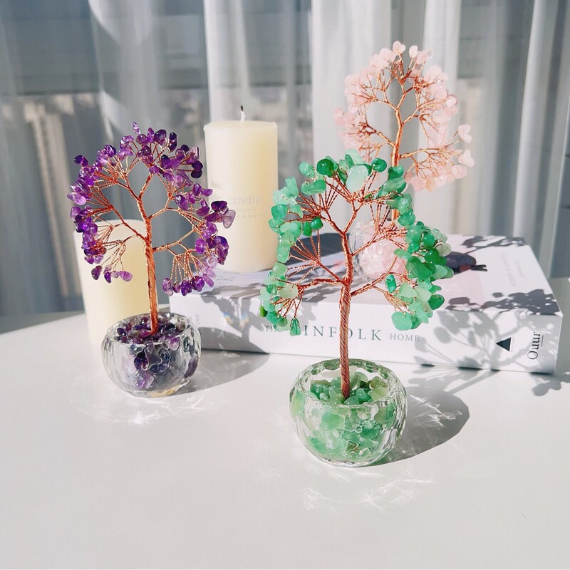 Natural Crystal Gravel Tree Apple Tree Fortune Tree Crystal Tree Home Office Crafts Desktop Ornaments
