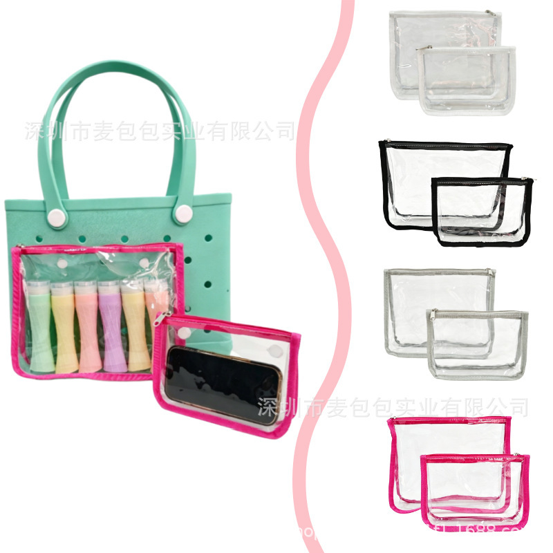 Cross-Border Amazon Bogg Beach Bag Pvc Transparent Storage Bag Large and Small Size Classification Storage Toiletry Storage Bag