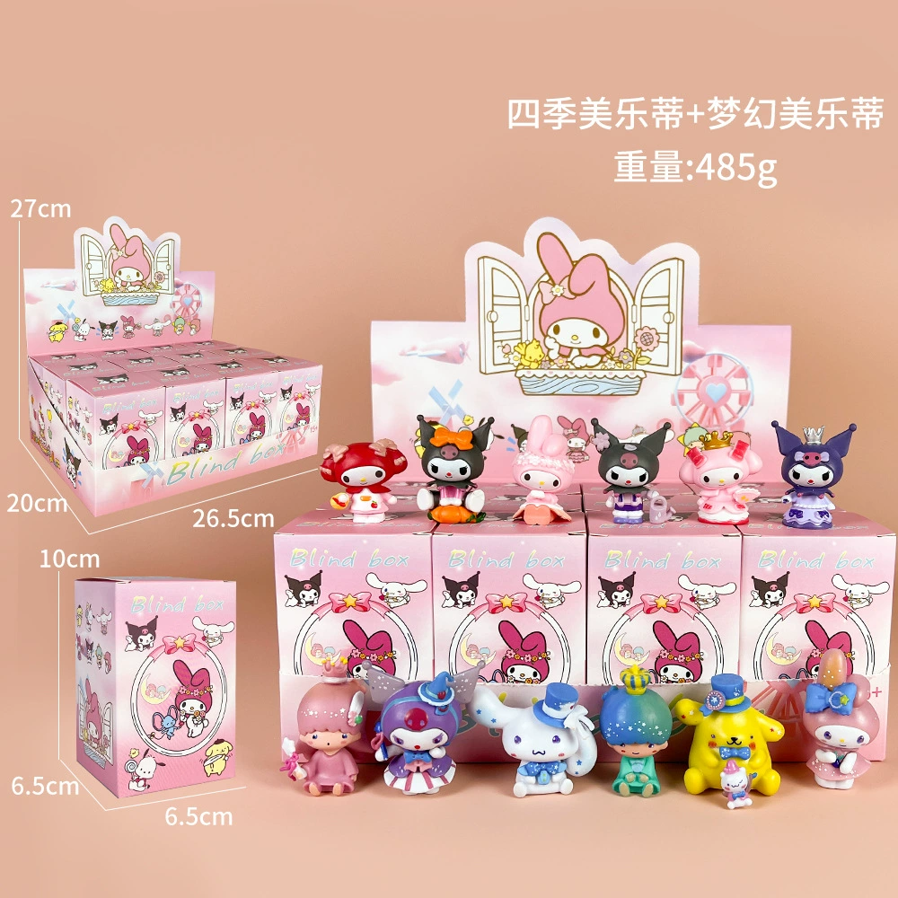 Sanrio Слепой предсказания партии Kuromi Melati Wolberry Killer Anime Doll Model Play Tide Play