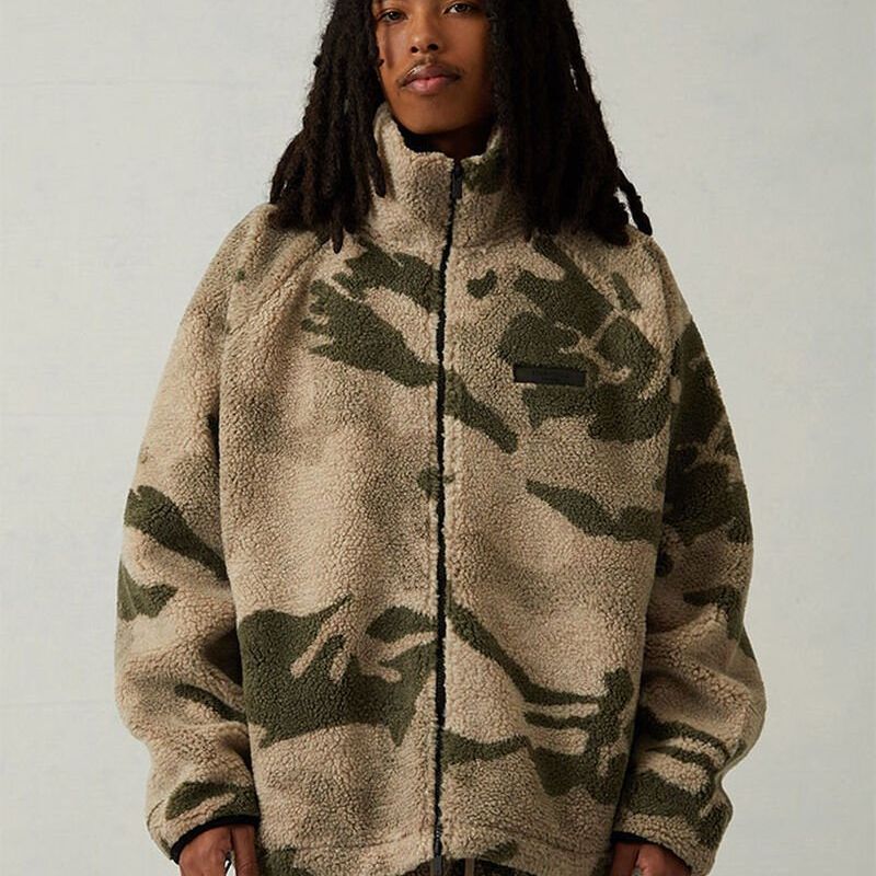 22Ss-Sherpa Full Zip Jacket 22 Styles of Lamb Wool Full Zipper Hoodless Jacket