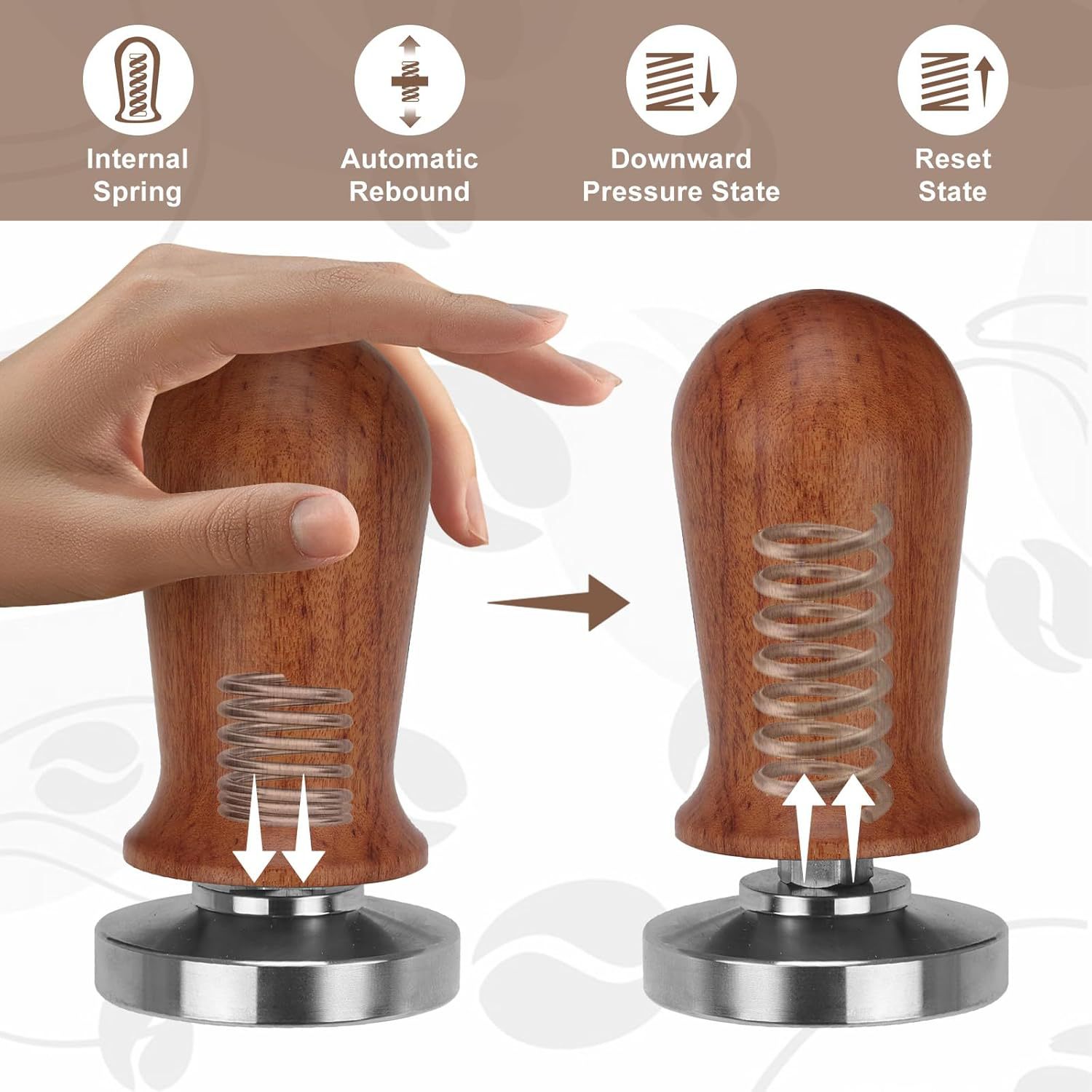 Venta caliente transfronteriza 304 juego de prensador de polvo elástico rojo de acero inoxidable 51mm juego de agujas de polvo de tela de máquina de café italiano