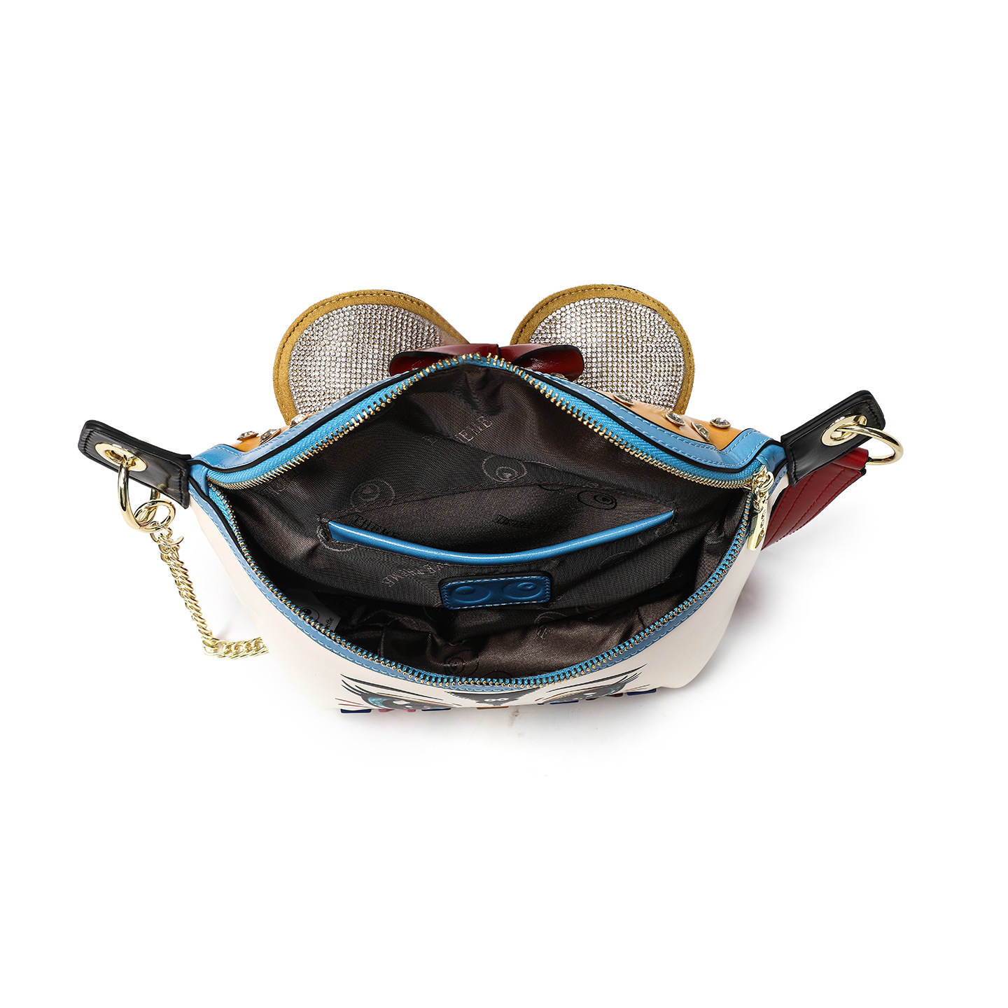 Animal encantador bolso de pecho de dibujos animados banco cadena de diamante de alta calidad PU damas sensación de diseño casual universal 2862 #