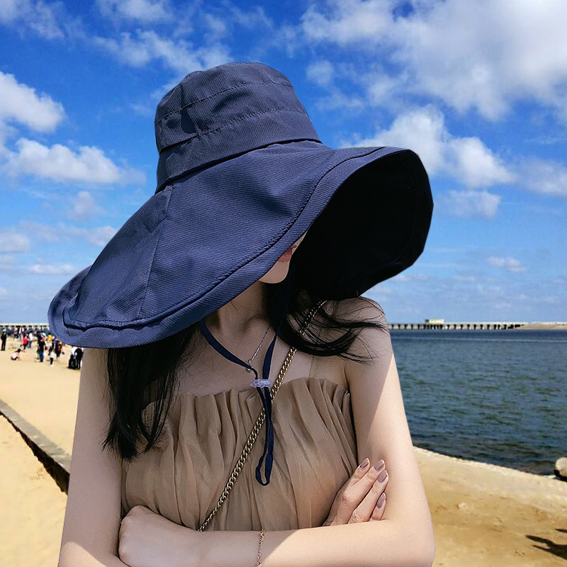 特大つば日焼け止め帽子海辺抗 UV upf50 + 日よけ帽子折りたたみビニール漁師帽子女性用|undefined