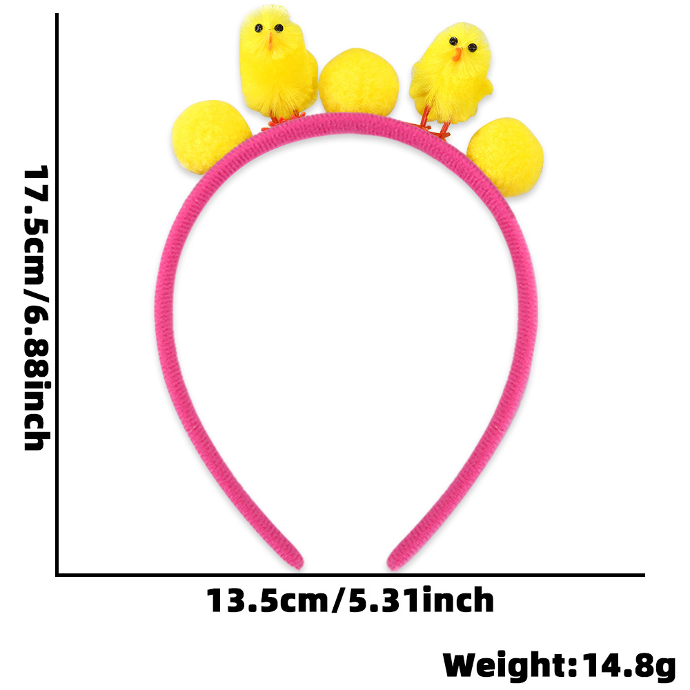 Nuevos adornos de Pascua multicolores de peluche pollo cabeza bandana fiesta vestido niños huevo bandana cabezales