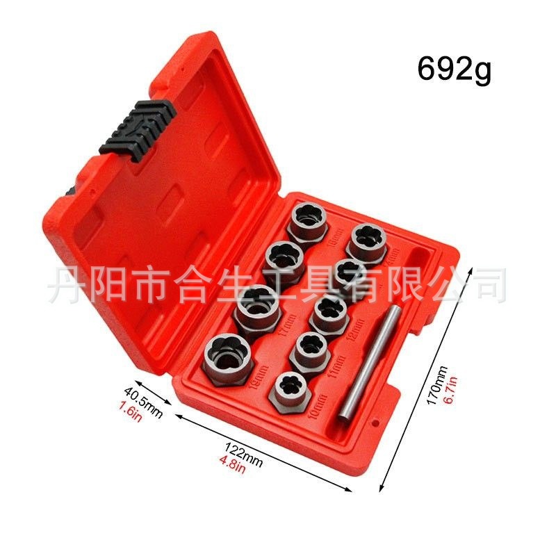 Extractor de tuerca de 10 piezas 1/2 agujero cuadrado pistola de aire llave eléctrica tuerca deslizante herramienta de eliminación traje