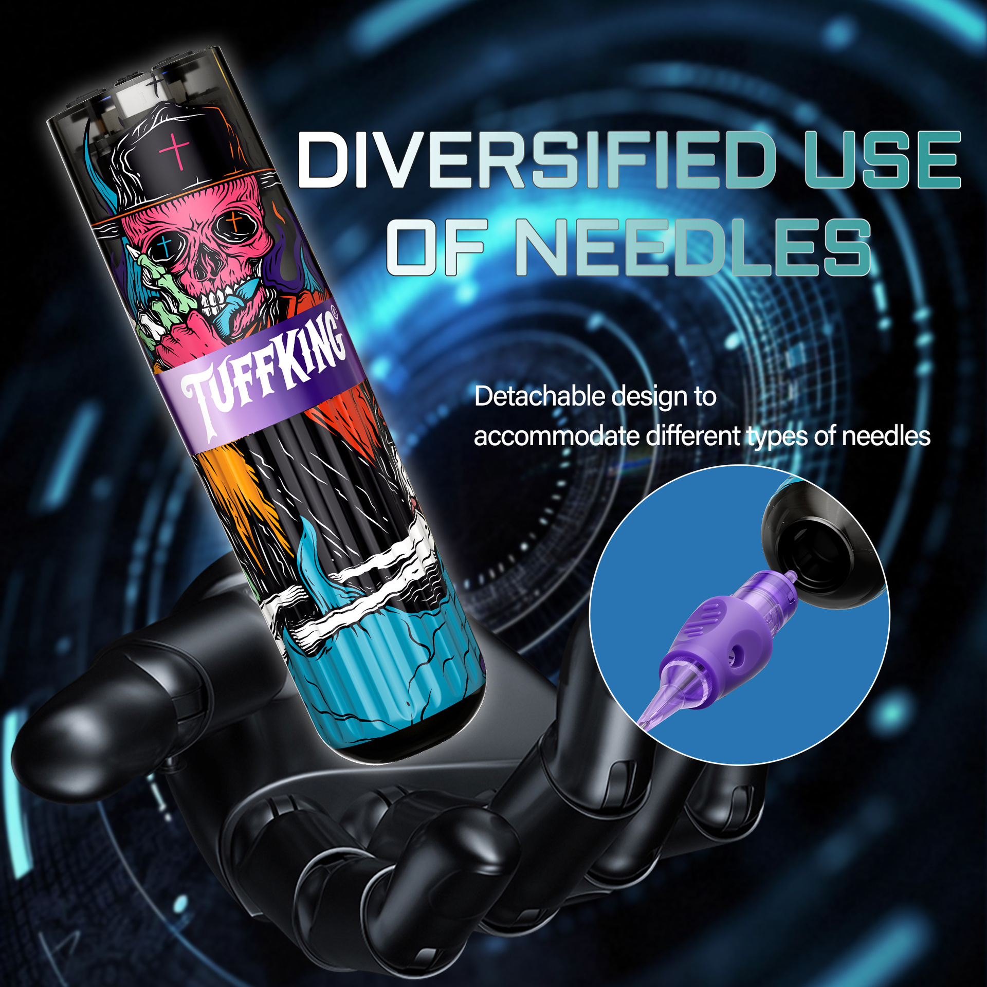 Corte transfronterizo, niebla, carcasa de bricolaje, máquina de tatuajes de bolígrafo de fuente de alimentación, máquina de tatuajes de motor, patrón de personalidad, bolígrafo de tatuajes de venta caliente