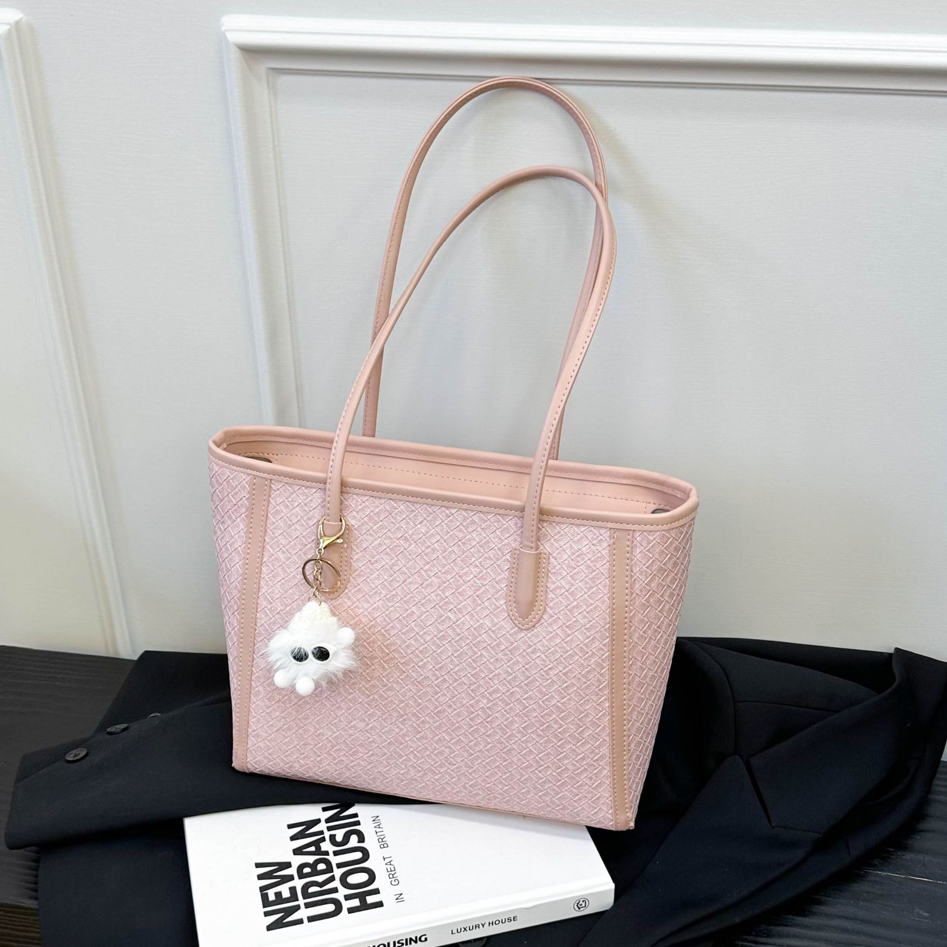 Cross-Border Retro Large-Capacity Women's Bag 2024 New Trendy Korean Style Student Class Tote Bag Single Shoulder Commuter Bag
