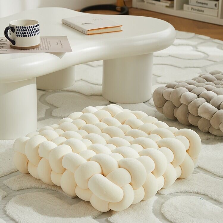 Hand-Woven Braided Chair Cushion, Floor Cushion, Lazy Tatami Sofa Pillow, Removable and Washable