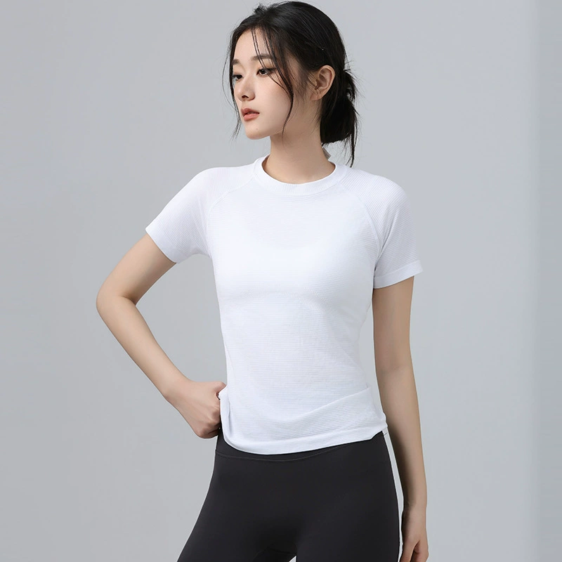 2024 весна и лето новый спортивный фитнес с короткими рукавами быстродушный костюм для йоги бег Тренировочный топ Обтягивать Тонкая футболка