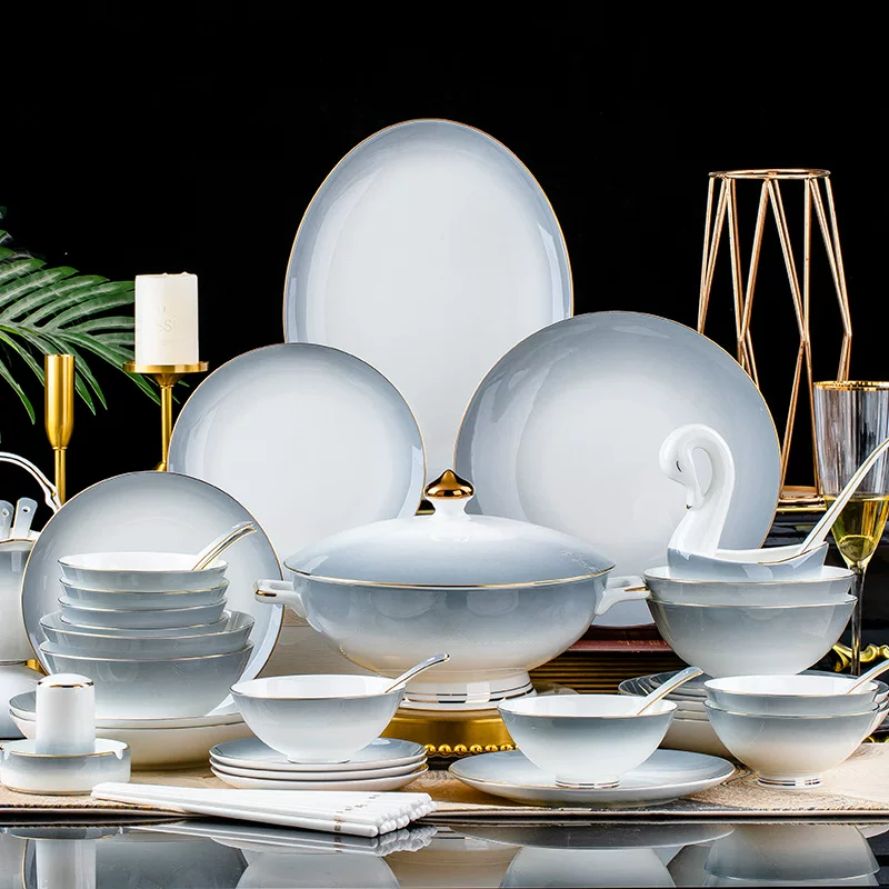 Set, ceramic tableware, gradient, light luxury style, Birthday gift