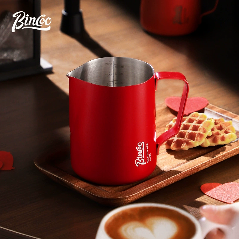 Bincoo вытягивать чашку молока чашка молока из нержавеющей стали цилиндр внутренняя шкала круглый рот кофейный цилиндр профессиональный тиснение новичок