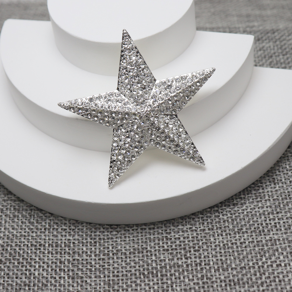 Vintage Classic Suit Brooch Five-pointed Star Gemstone Corsage Men's and Women's Couple Brooch Hat Bag Accessories