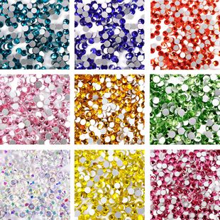 Cross-border glass flat bottom diamond diy color round bottom crystal king fan nail art diamond jewelry accessories loose diamonds 1440 pieces