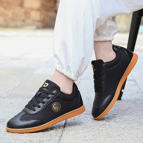Duweike Tai Chi shoes cloth shoes tendon bottom spring soft leather Tai Chi Kung Fu martial arts shoes practice shoes sports shoes for men and women