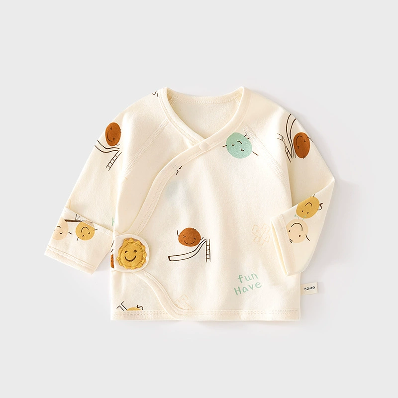 Нижнее белье с открытой спиной для новорожденных, без костей, из чистого хлопка, весенне-осенние пижамы на липучке, костюм монаха в полнолуние, детские топы