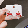 Fashionable advanced silver needle, earrings with bow, silver 925 sample, high-quality style, light luxury style