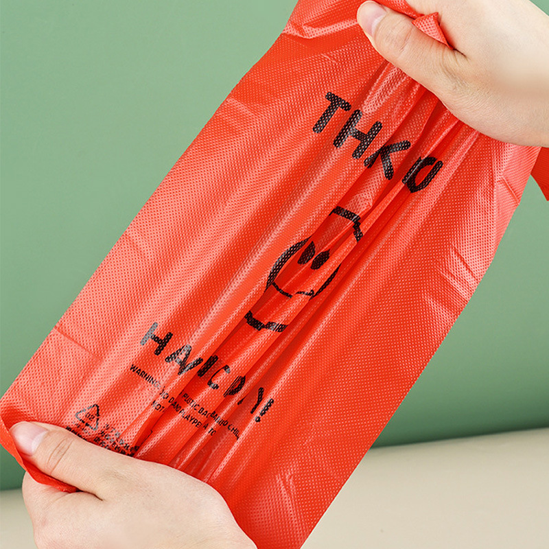 スマイリーフェイスビニール袋透明商業屋台ビニール袋赤いスーパーマーケットのショッピングバッグ増粘食品包装袋食用グレード