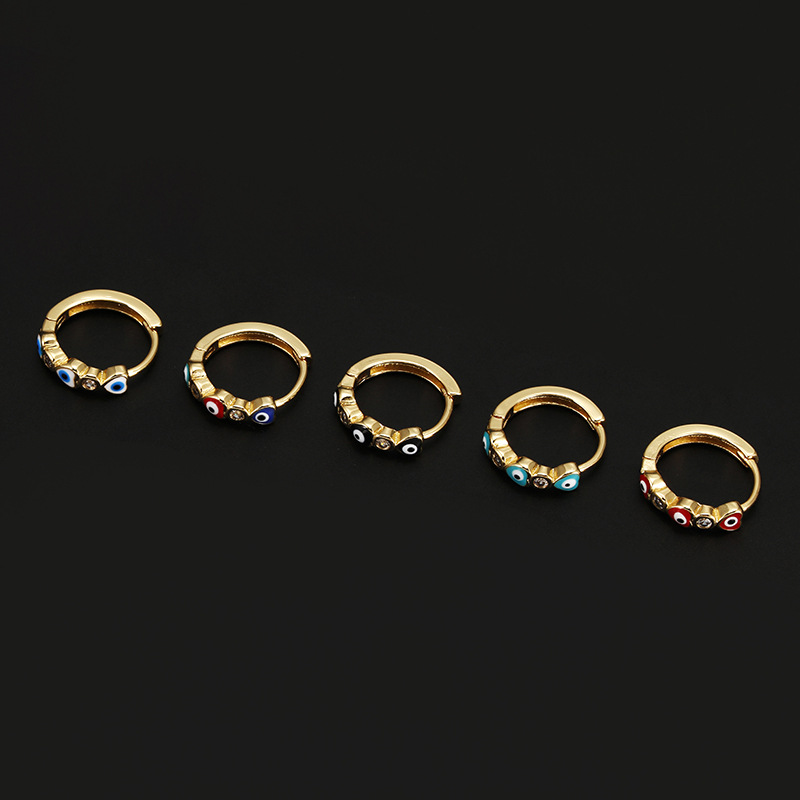 Earrings Classification 1 Piece Quantity Fashion Heart Shape Eye Copper Inlay Zircon Earrings 1 Piece