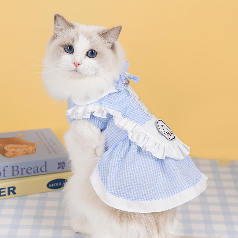 Traje de mucama de primavera y verano vestido de mujer de encaje perro pequeño y mediano perro cachorro gato mascota ropa de gato