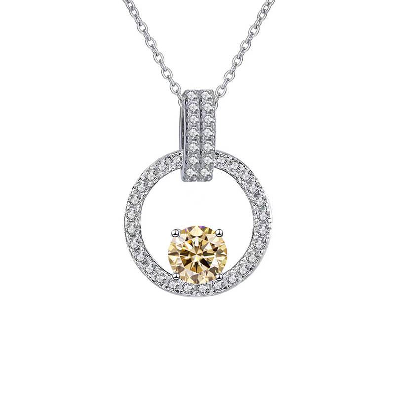 Colgante de plata esterlina s925 1 quilates collar de diamantes rosa de mozan para mujeres en forma de V nuevo colgante de plata cadena clavícula