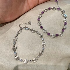 法式气质S925银双色猪鼻子手链女精致百搭拉丝工艺清冷时髦感手饰