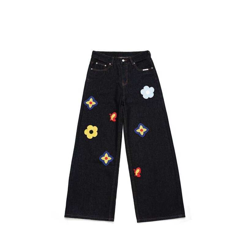 American Retro New Arrivals Celebrity High Street Fashion Same Style Curved Hem Raw Denim American Style Original Color Jeans Men's Loose Pants