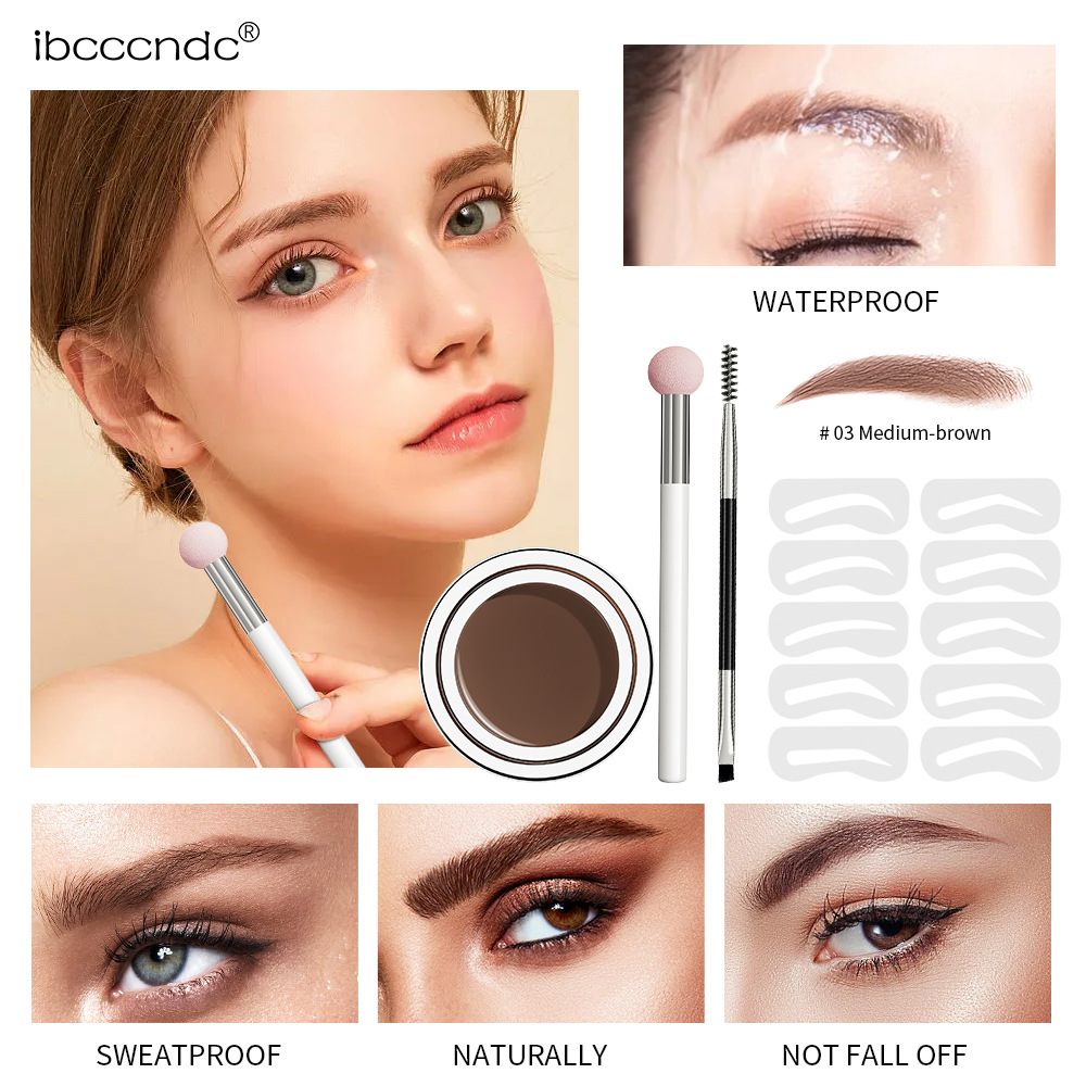 carina IBCCCNDC's new waterproof makeup resistant 5-color cream set with brush head and lazy eyebrow card_voghion.com