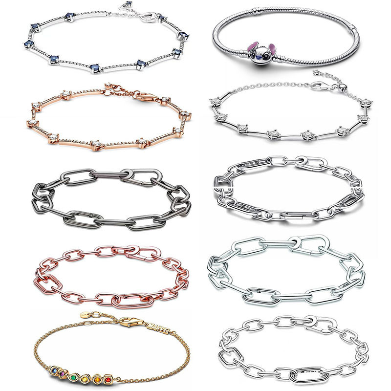 Pandora Plated 925 silver Bracelet MEdiy Accessories Shiny Halo Diamond Love Tennis Bracelet