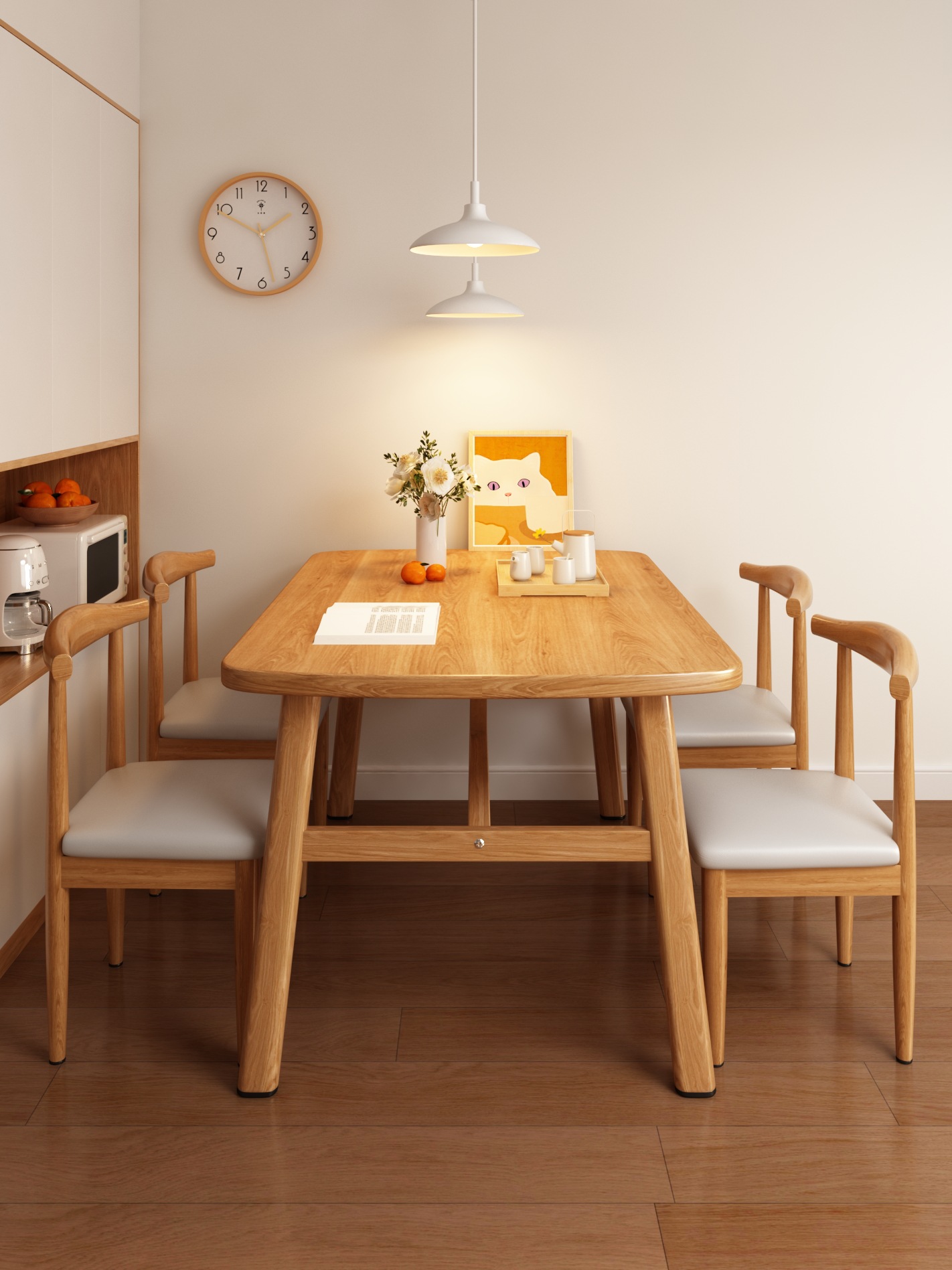 Nordic Dining Table for Home Small Apartment Light Luxury Modern Simple Dining Table Dining Table and Chair Combination for Rental Housing