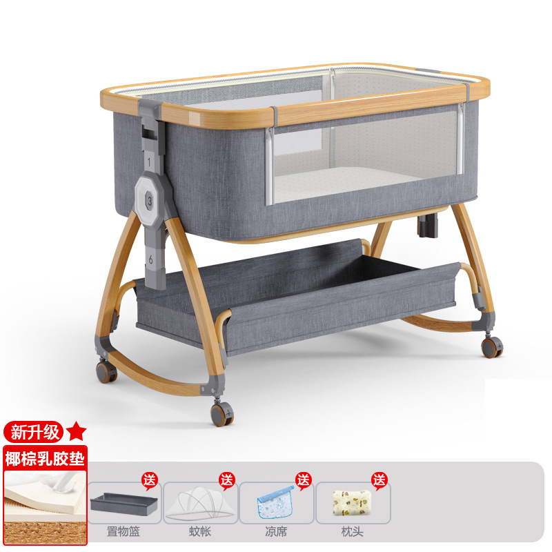 Cuna de bebé recién nacido cama costura Cama grande Baby Shaker BB cama de los niños cuna cama multifuncional móvil plegable image 49