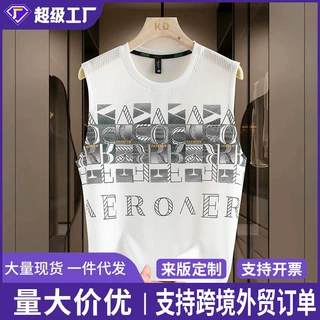 跨境断码特价高档背心男士无袖中年夏装休闲宽松上衣冰丝冰凉t恤