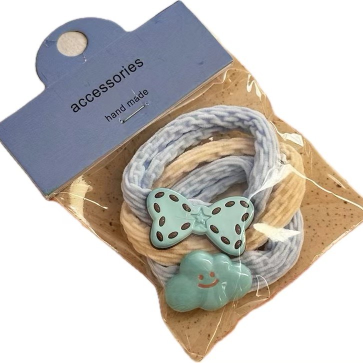 Cuerda para la cabeza tejida de tres piezas con lazo de lazo de color, linda banda de goma, cuerda para el cabello, cola de caballo, accesorios para el cabello de todo fósforo