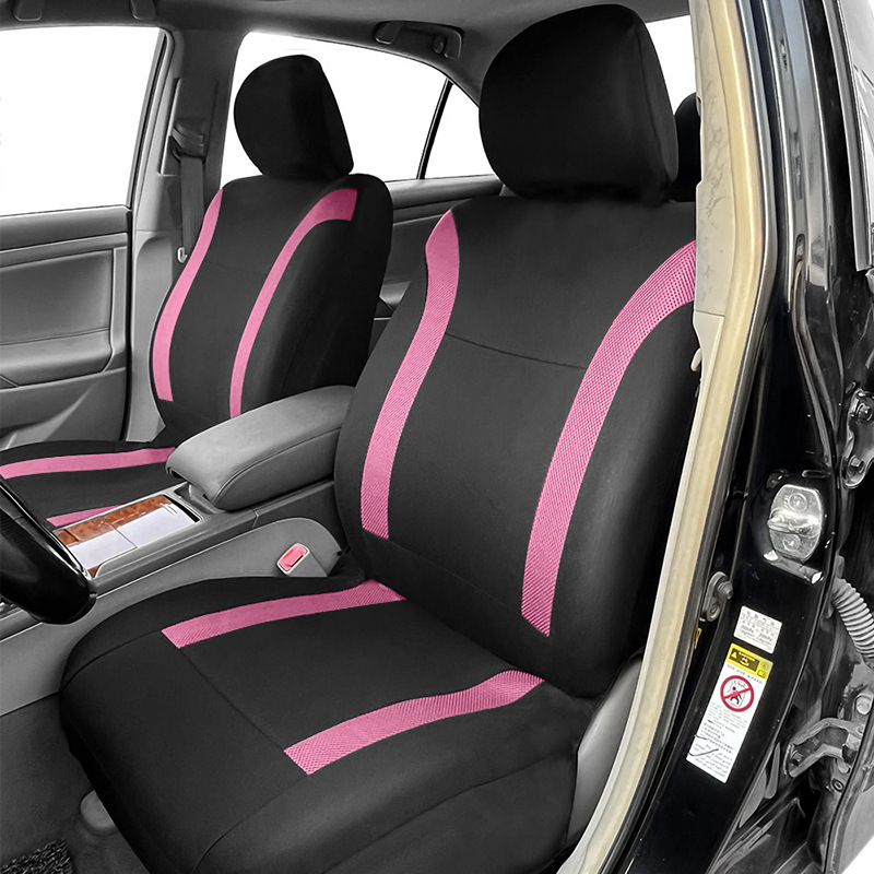 Universal car seat covers for driver and passenger seats, color-matched complete set, full coverage fabric seat cushions