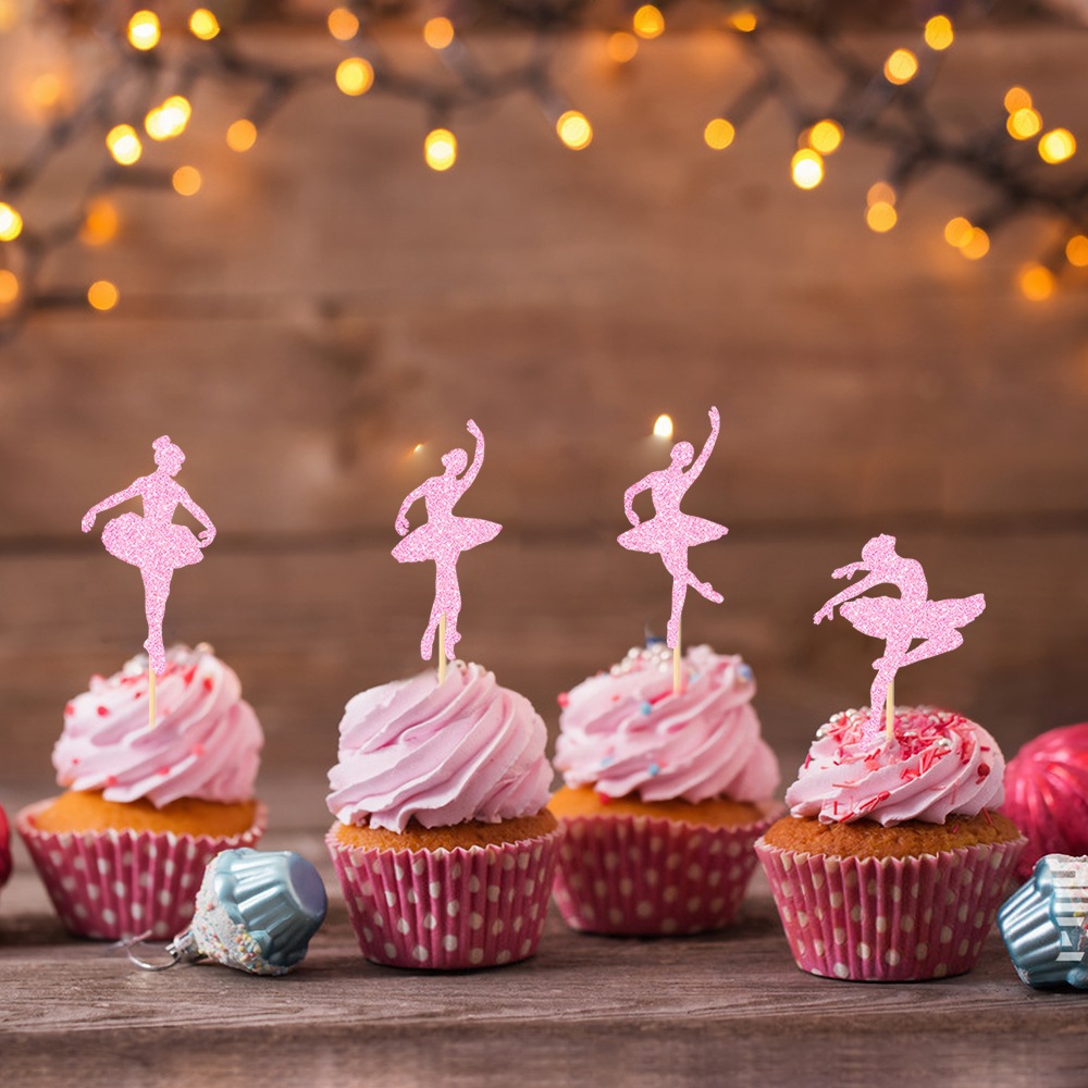 Nuevos productos transfronterizos de decoración de pastel de fiesta de cumpleaños Plug-in tema ballet rosa decoración de pastel de cumpleaños