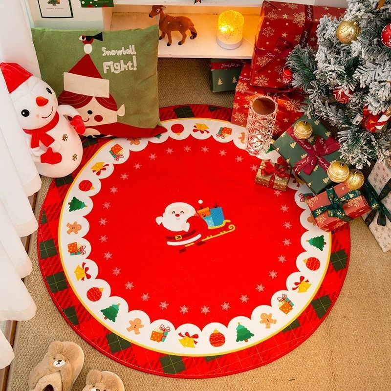 アメリカのクリスマス装飾円形カーペット家庭用寝室の汚れに強い吸水滑り止めはカシミヤカーペットに似せています。|undefined