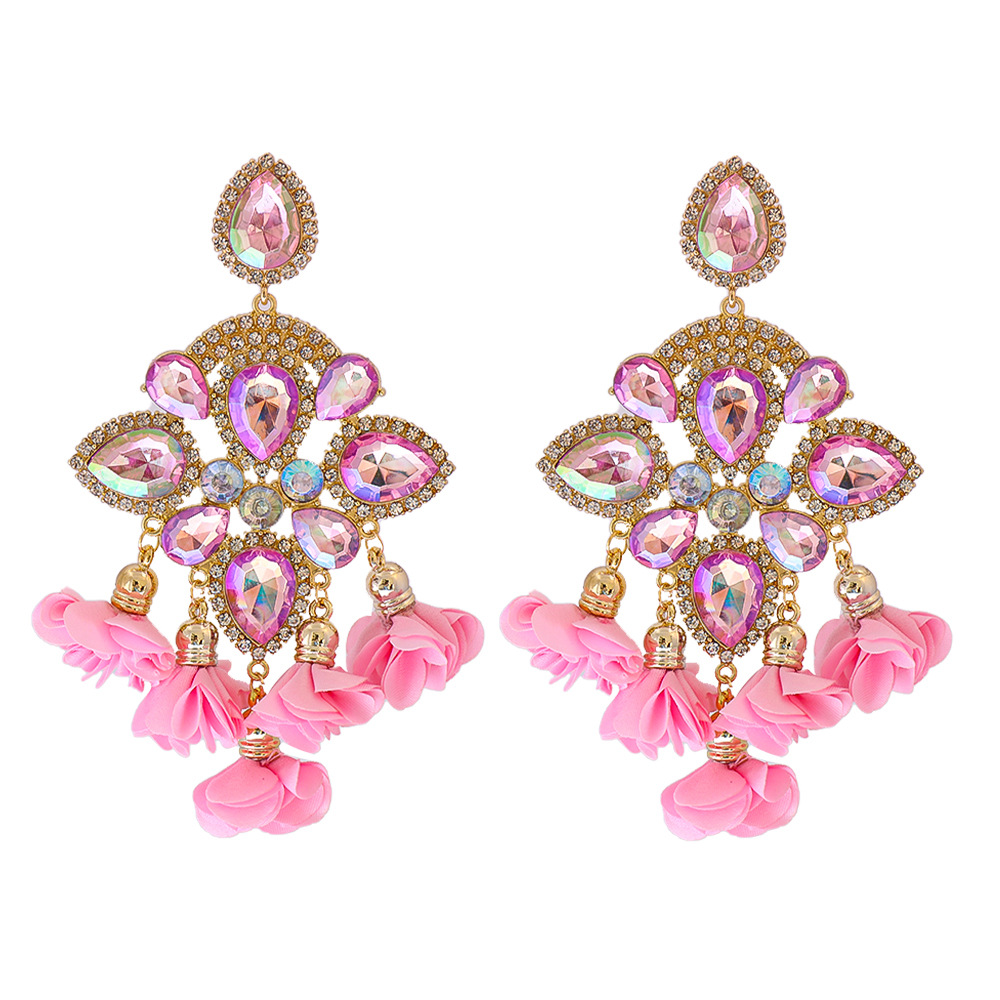 New Bohemian Color Diamond Flower Female Earrings Personality Accessories Wholesale display picture 41