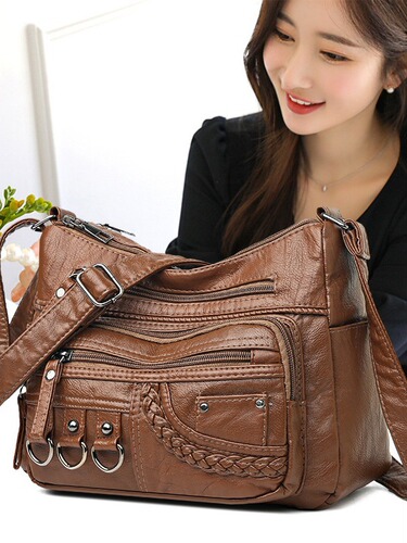Summer Bestselling Crossbody Bag Mother Shoulder Bag Washable Soft Leather Women's Small Bag Unisex Women's Bag for Middle-Aged Women