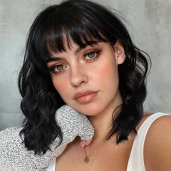 Oushuo Fashion Women's Short Curly Black Bangs Wigs Full Lace Front Wigs Heat Resistant Fiber Factory