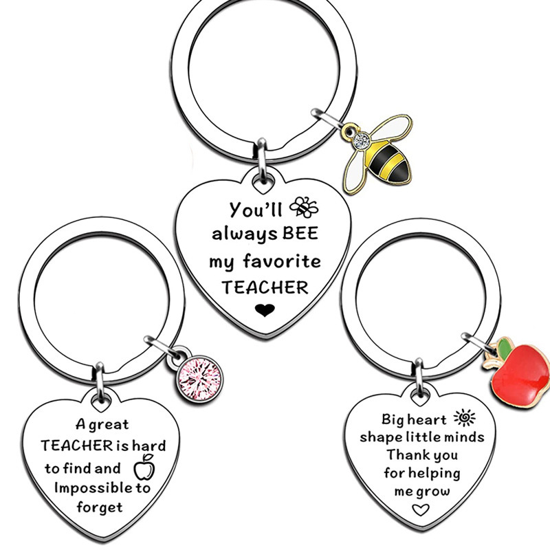 Teacher's Day Keychain Apple bee Birthstone Thanksgiving Day Gift always bee my favorite