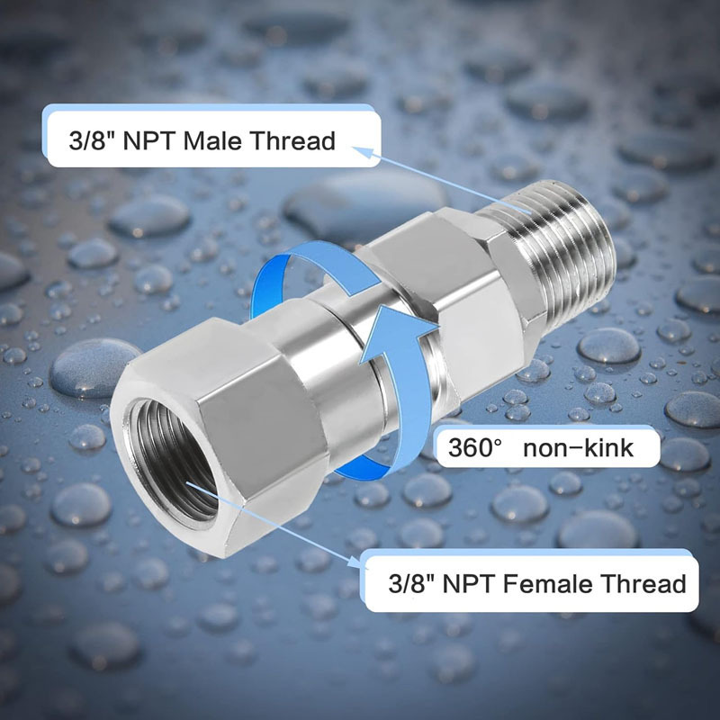 高圧水鉄砲テール 3/8 絡み防止 NPT ジョイントステンレス鋼 360 度回転洗車機ツイストジョイント|undefined